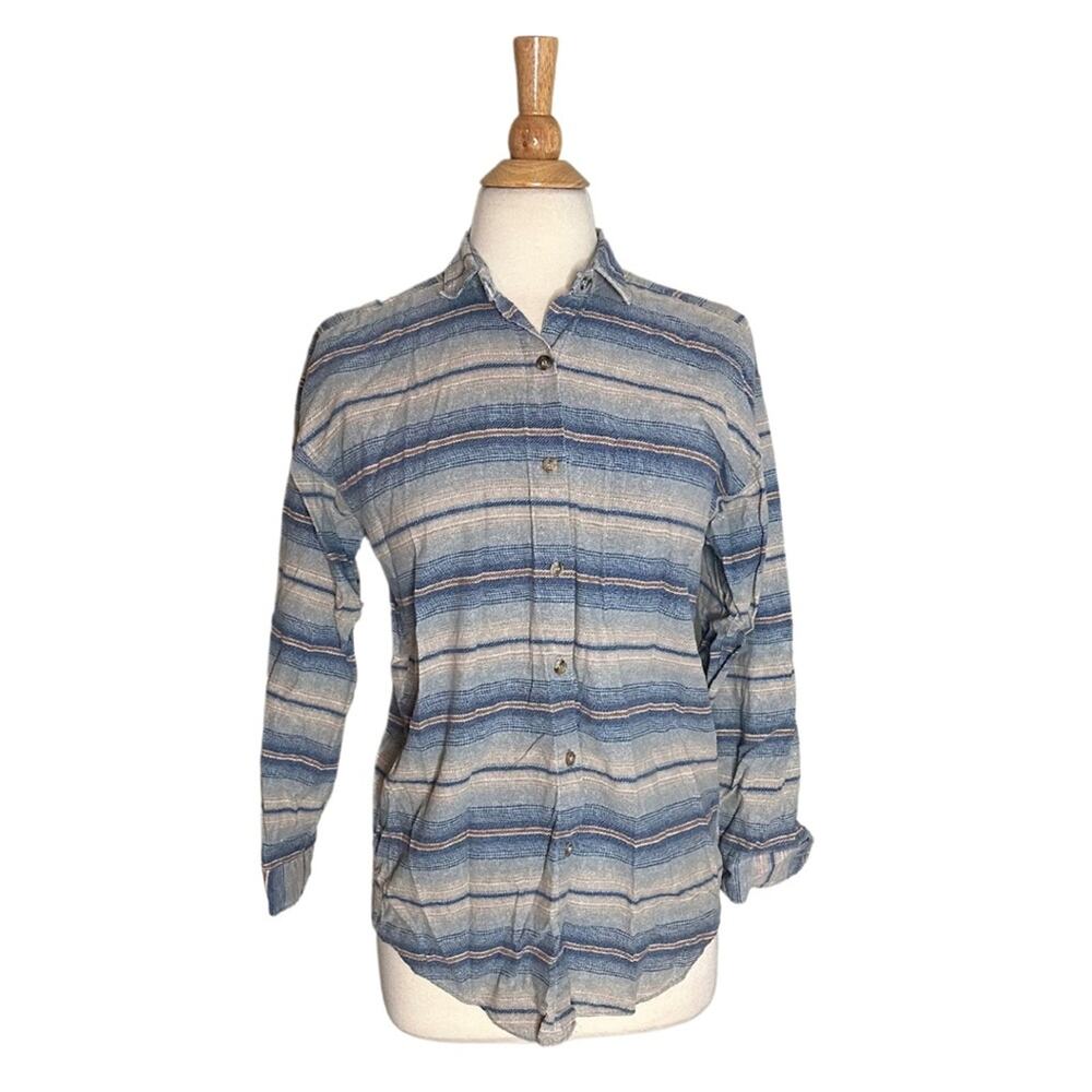Casey & Max Vintage Button Down Shirt Western Stripes Made in USA Cotton PP29